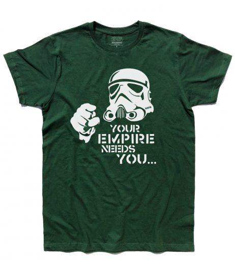 star wars t-shirt uomo raffigurante uno stormtrooper stilizzato e scritta your empire needs you