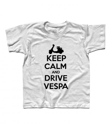 keep calm vespa t-shirt bambino con scritta keep calm and drive vespa