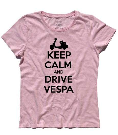keep calm vespa t-shirt donna con scritta keep calm and drive vespa