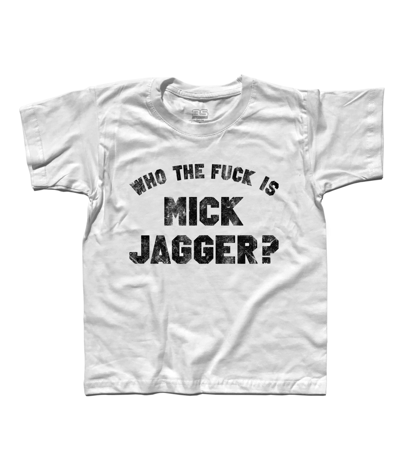 mick_jagger_rolling_stones_keith_richards_t-shirt_bambino_WH who the fuck is Mick Jagger t-shirt bambino ispirata alla t-shirt indossata da Keith Richards