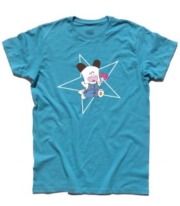 t-shirt uomo azzurra maniche corte con stampa hello spank